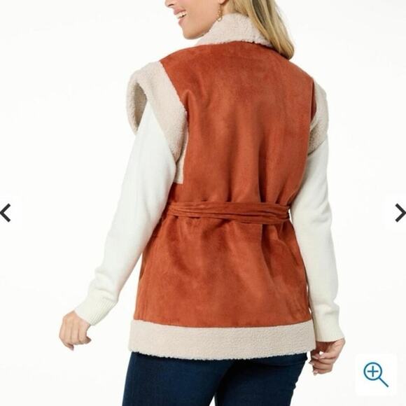 DG2 by Diane Gilman Faux Shearling Belted Loose Fit Vest Size 3X - Picture 2 of 12